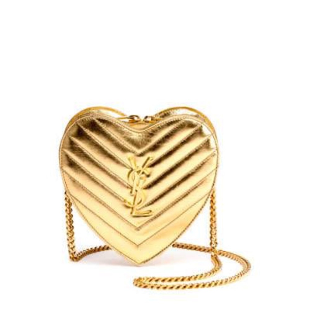 YSL Metallic Love heart chain bag